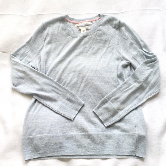 MAX STUDIO Pullover Sweater Extra Fine Merino Wool Round Neck Blue Thin Sz L - Picture 4 of 5